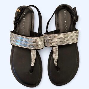 Kelly & Katie Black Sandals with Silver Accents